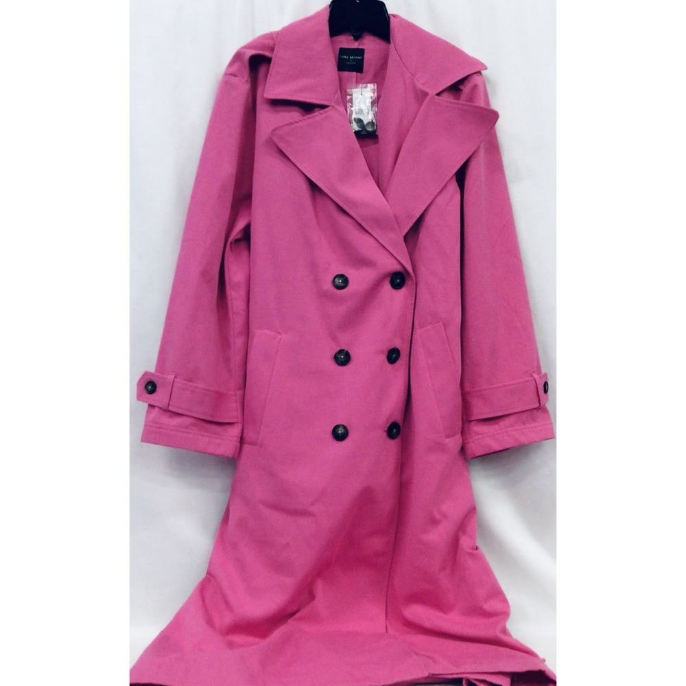 Lane Bryant Women's Long Belted Button Up Trench Coat‎ Pink New Size 14 NWT Plus - Picture 3 of 5